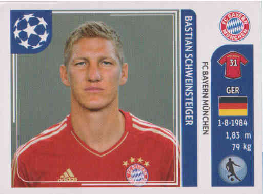 Base Card 332 Bastian Schweinsteiger TOPPS Champions League 