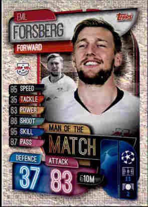 Topps Champions League 19 20 2019 2020 M LEI  Emil Forsberg Man of the Match 